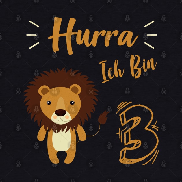 Hooray I'm Three Lion Child Birthday Gift by BarrelLive